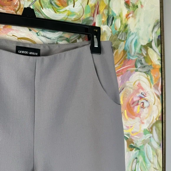 Giorgio Armani Gray Virgin Wool Pants Made in Italy EU40 US4 Straight Leg - Picture 5 of 13